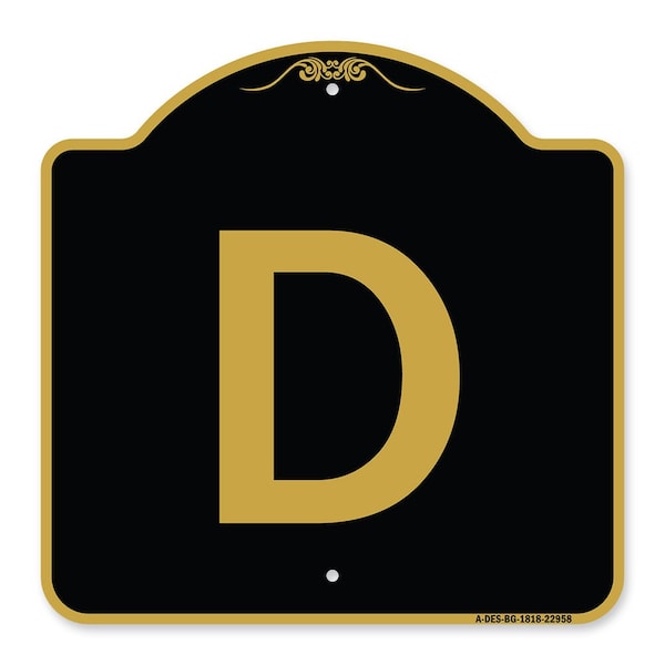 Signmission Designer Series Sign-Sign W/ Letter D, Black & Gold Aluminum Sign, 18" x 18", BG-1818-22958 A-DES-BG-1818-22958 - main